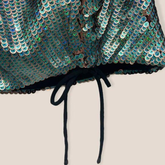 REVOLVE Lovers + Friends Sequin Blue Gold Skirt - Picture 3 of 8